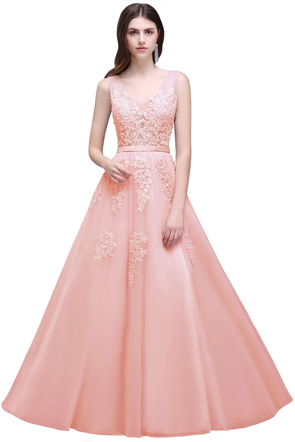 Robe de soirée bordeaux pour femmes, avec des Appliques en dentelle, en Tulle, col en v, Sexy, dos n