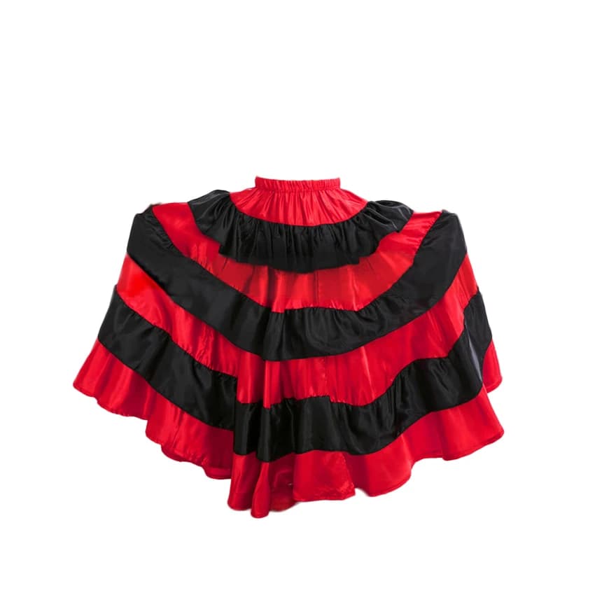 Jupe de flamenco espagnole traditionnelle rouge pour femme, costume gitane, satin rayé, grande balan
