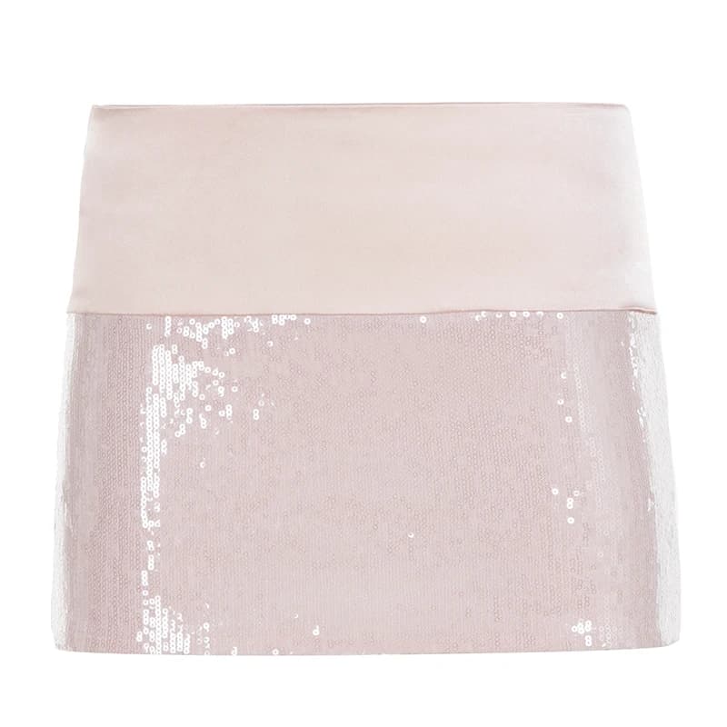 [RUOKE] Mini-jupe élégante à sequins pour femme, taille basse, moulante, pour soirée, jupe courte br