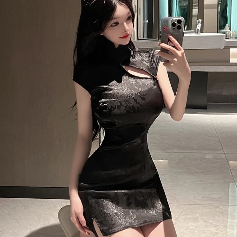Jupe Cheongsam traditionnelle chinoise pour femme, mini robe fendue mince, costume de cosplay, tenue