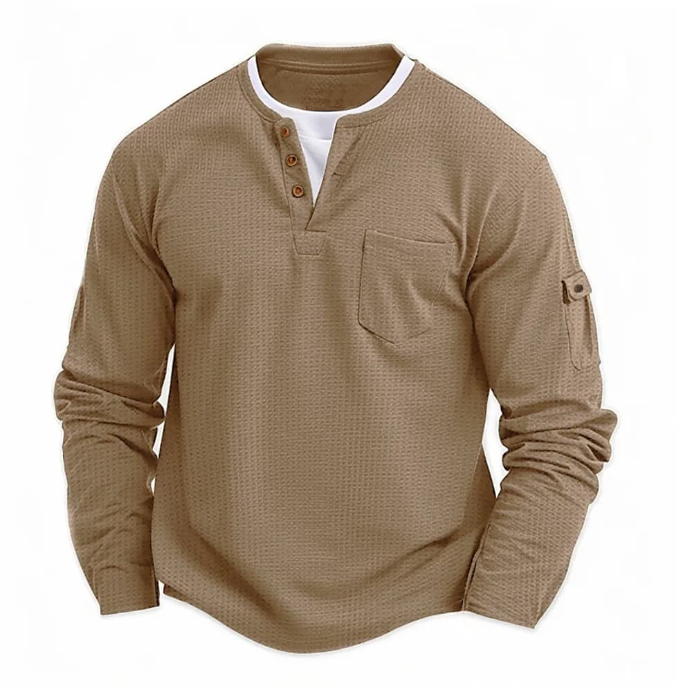 T-shirt à manches longues pour homme, mode automne-hiver, col en V, effet deux-pièces, respirant, dé