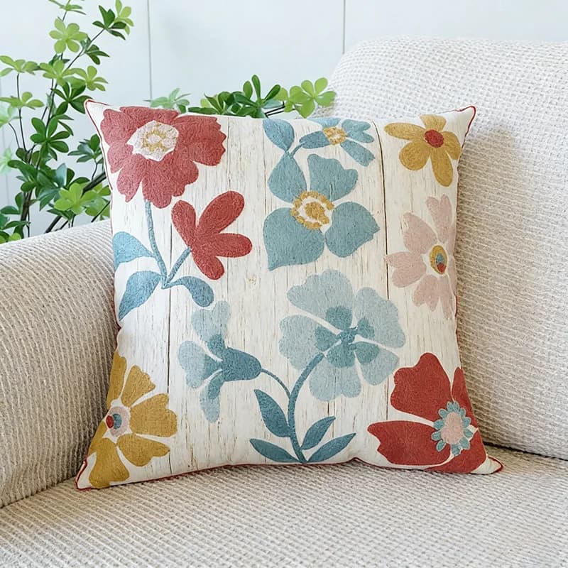 Housse de coussin décorative élégante en tissu imprimé floral 2D noir et blanc, style Paris Art, pou