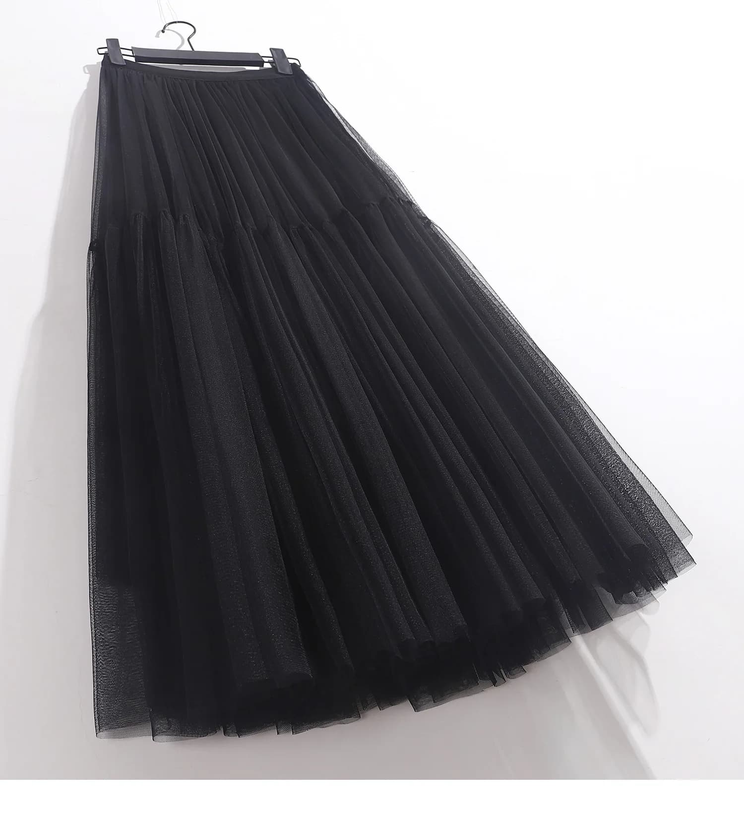 Maille Double panneau jupe femmes 2026 nouveau printemps été automne longue gaze jupe taille haute g