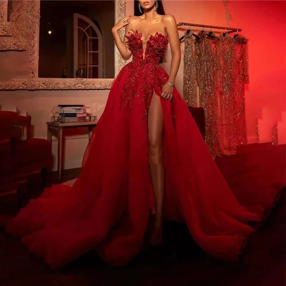 Robe de Soirée en Satin pour Femme, Élégante, Magnifique, à la Mode, Sexy, Dos aux, Décolletée, Fent