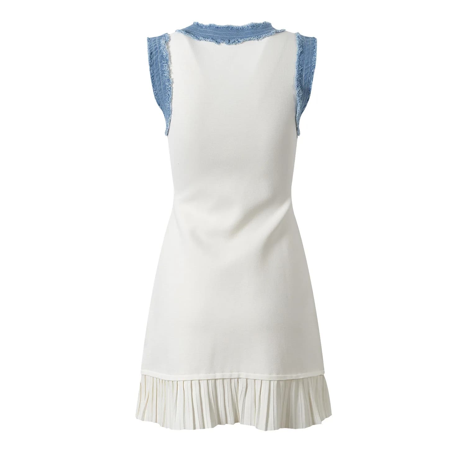 Robe en jean sans manches, jupe à ourlet plissé, Design épissé, à la mode, élégante, nouvelle collec