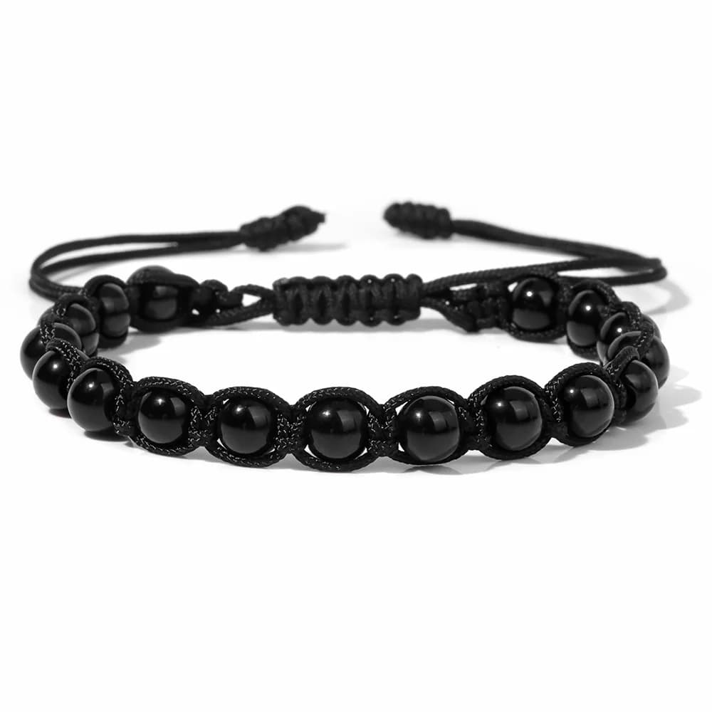 Bracelets tressés en corde, pierre naturelle, perles rondes de 6mm, réglables, tissés à la main, pou