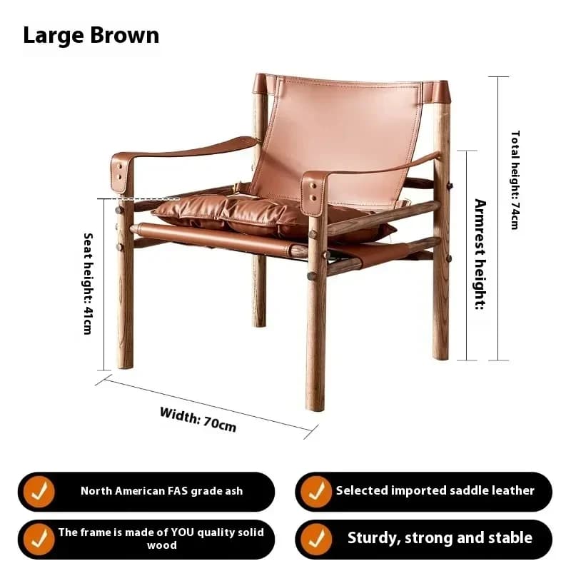 CHAIR ADDE MID CENTURY SAFARI, chaise longue art en bois massif, chaise de canapé vintage design uni