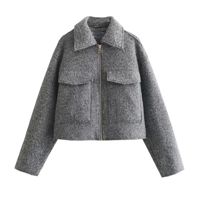 MUJER Tweed recadrée vestes pour femmes automne hiver manteau court veste femmes Zip culture Demi-sa