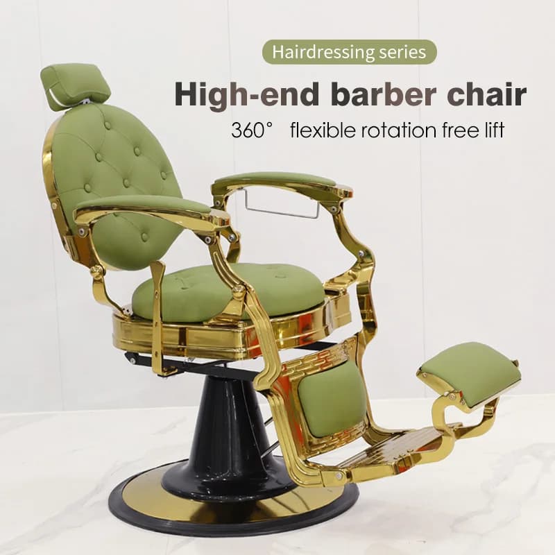 Meubles de Salon de coiffure de luxe vert or Salon de coiffure chaise de coiffure robuste pivotant t