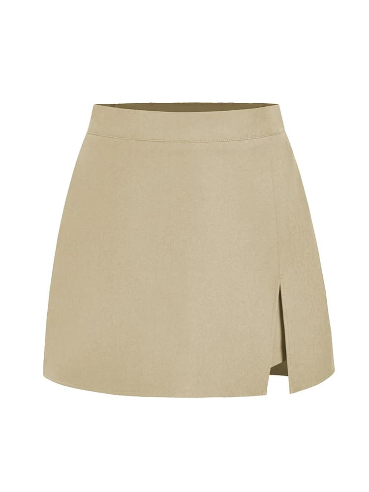 Mini jupe divisée d'été pour femmes jupes élastiques noir bureau dame fente jupes courtes taille hau