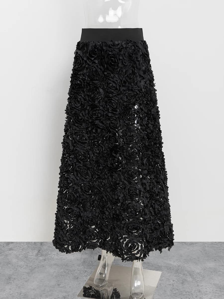 Jupe longue en forme de pétale de fleur, taille haute, élégante, soirée, rouge, Maxi, Streetwear, mo