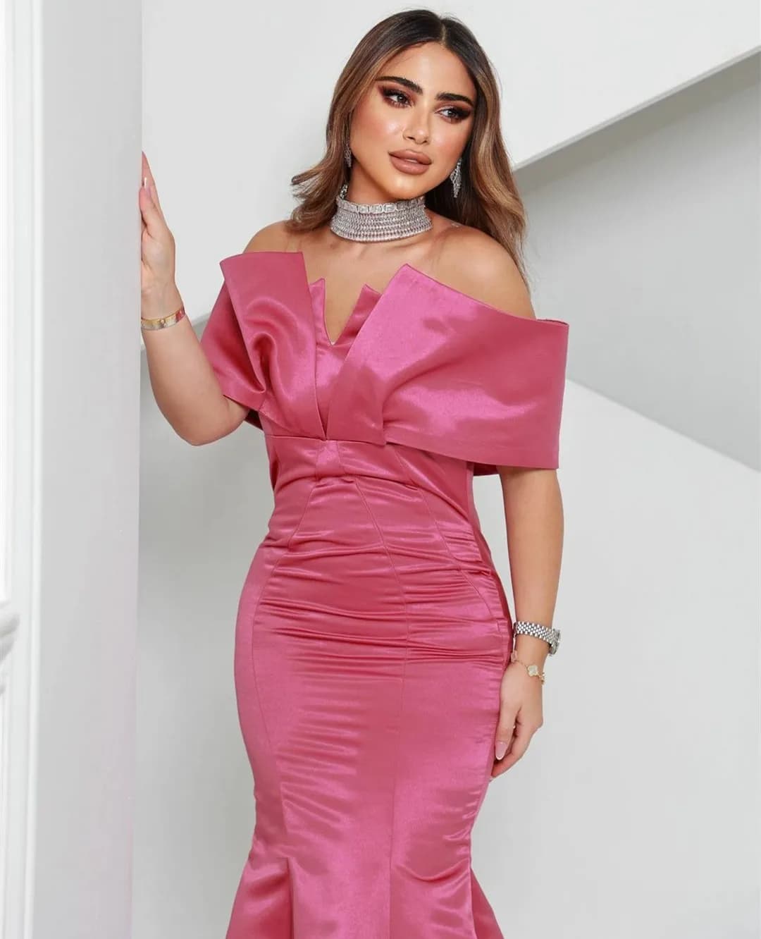 AsaNagi – robe de soirée longue en Satin, col en v, ligne A, longueur au sol, épaules dénudées, robe