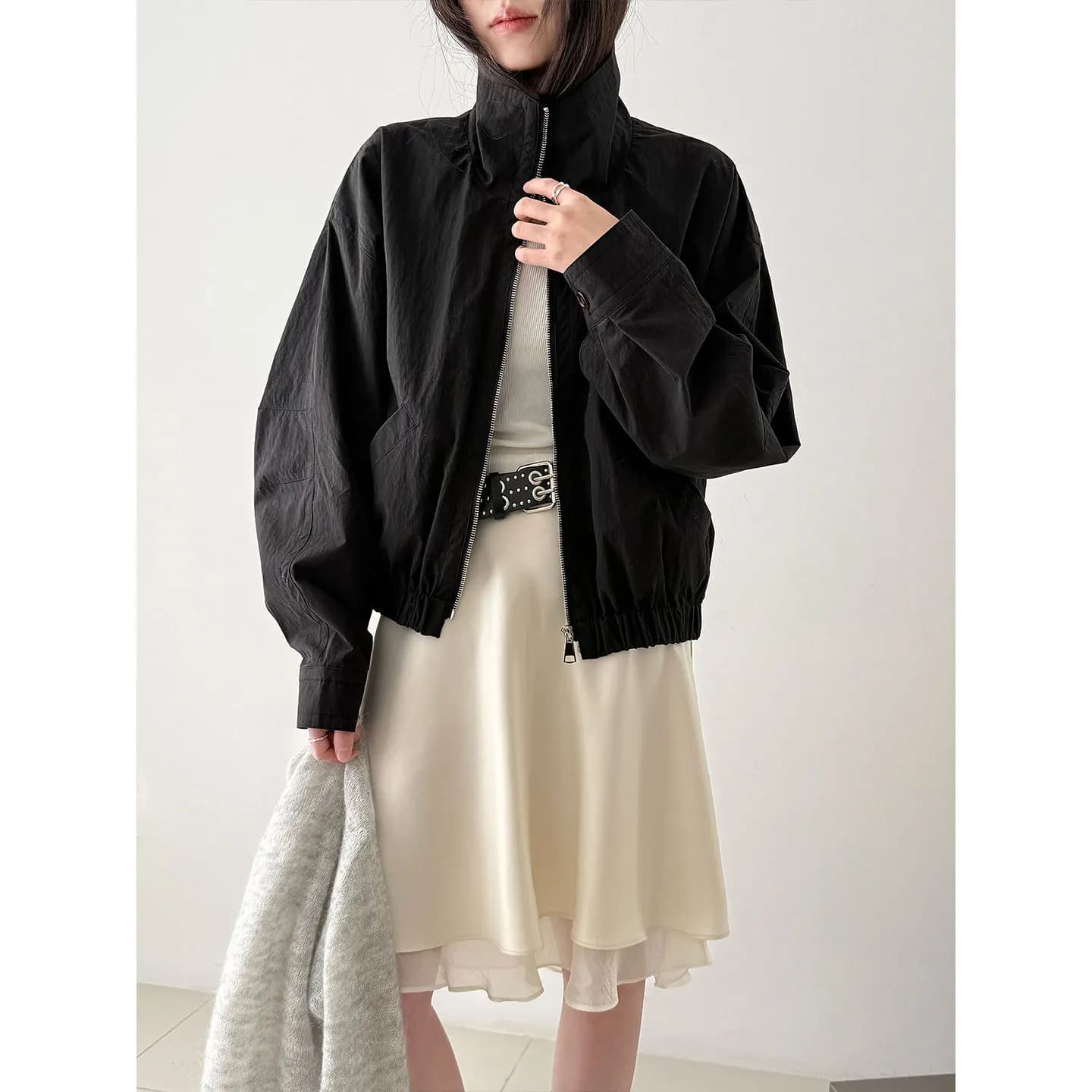 Jupe coréenne à empiècements pour femme, collection printemps 2026, modèle trapèze
