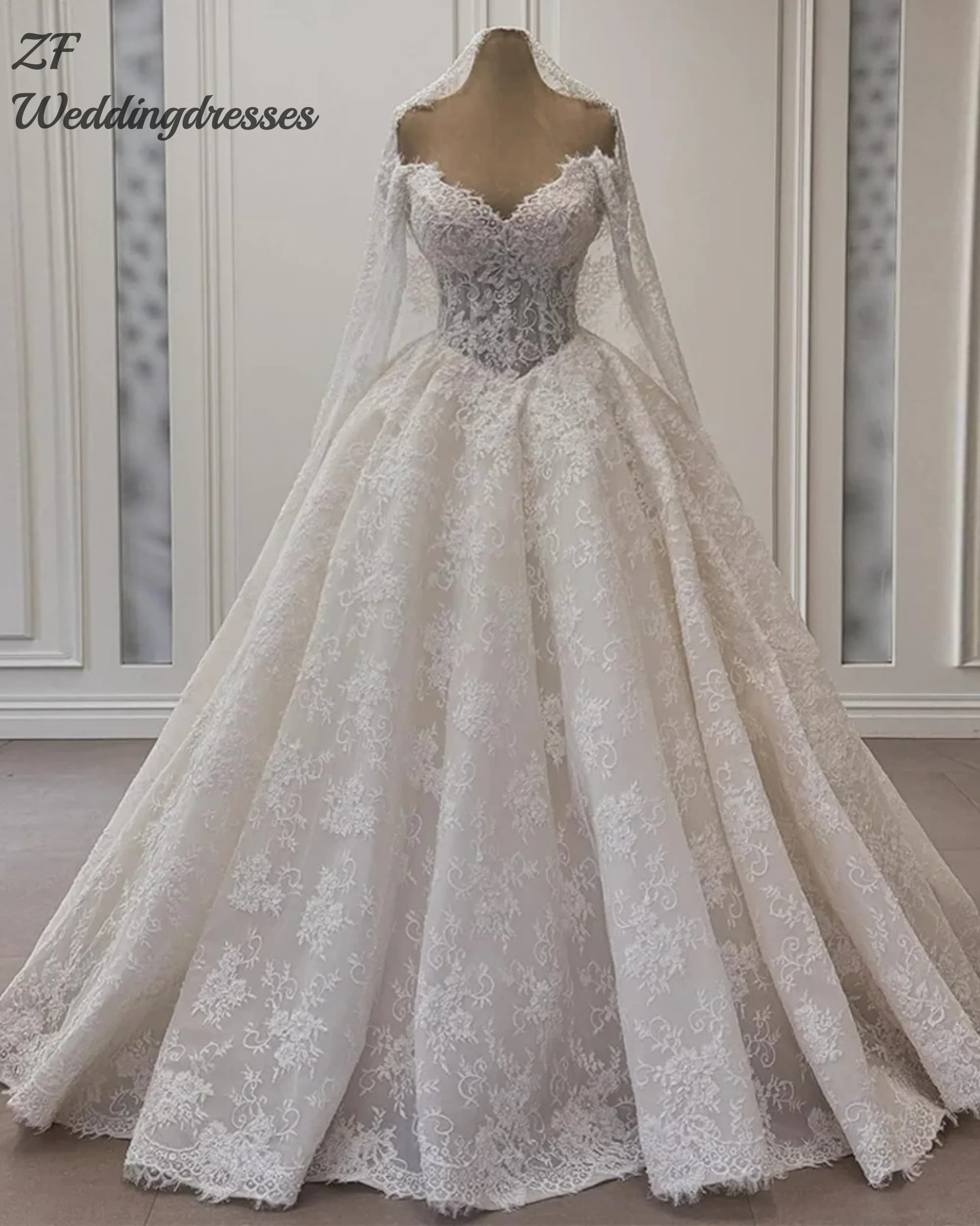 Manches longues col en V dentelle robes De mariée De luxe pour femme mariée personnalisé perle Corse