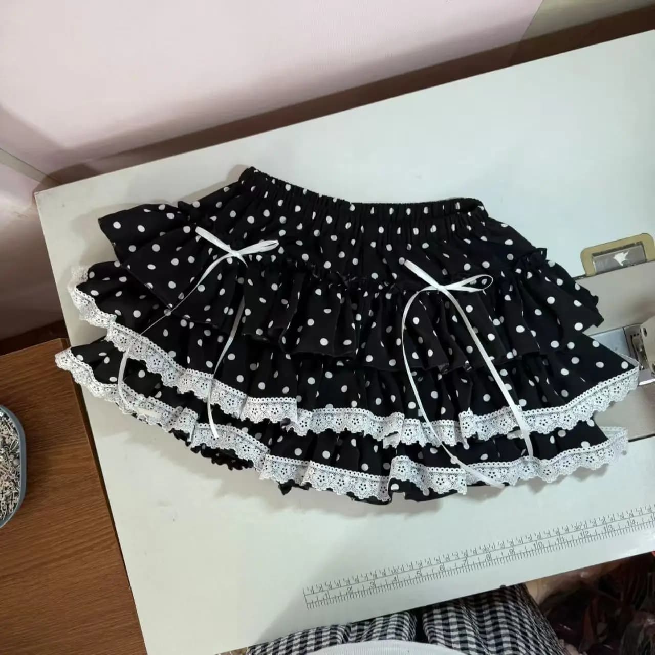 Mini jupe noire de Style français pour femmes, Style gâteau amincissant, garniture en dentelle douce
