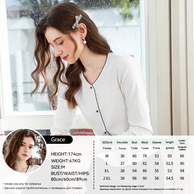 Je vous crois beige t-shirt à manches longues pour les femmes 2025 automne Style coréen col en v sim