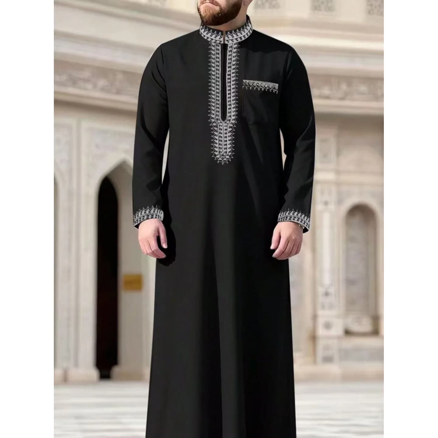 Nouvelle robe longue pour hommes musulmans, vêtement ethnique islamique à capuche, robe longue décon