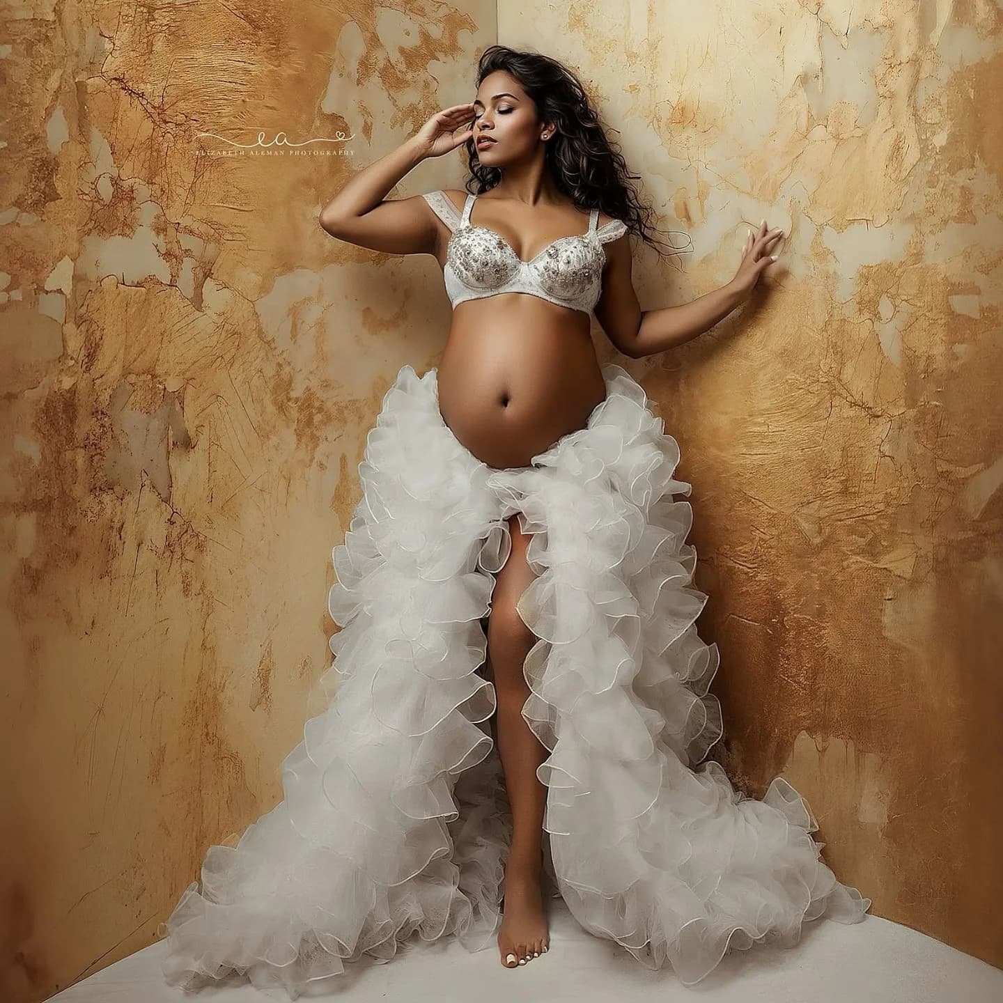 Jupe longue en Organza pour femmes, avec traîne détachable, pour séance photo, jupe Maxi superposée 