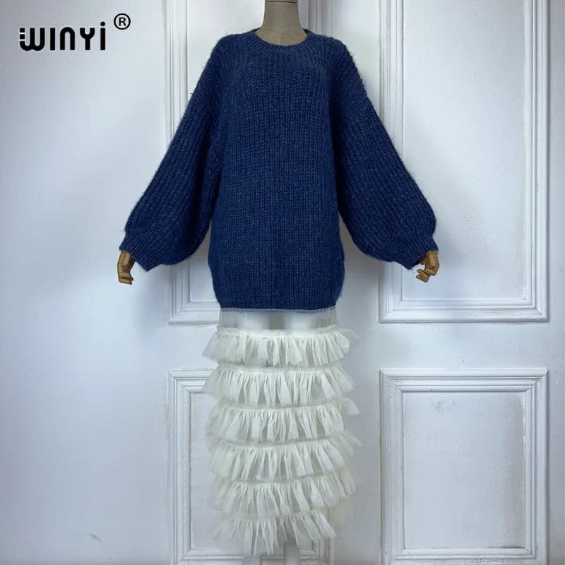 WINYI-Robe longue en duvet pour femmes africaines, jupe à bulles, cape maxi caftan, robe élégante, v