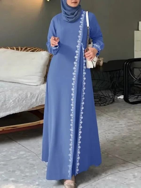 Robe en dentelle à manches longues pour femmes, Ramadan, islamique, arabe, musulman, bohème, mode de