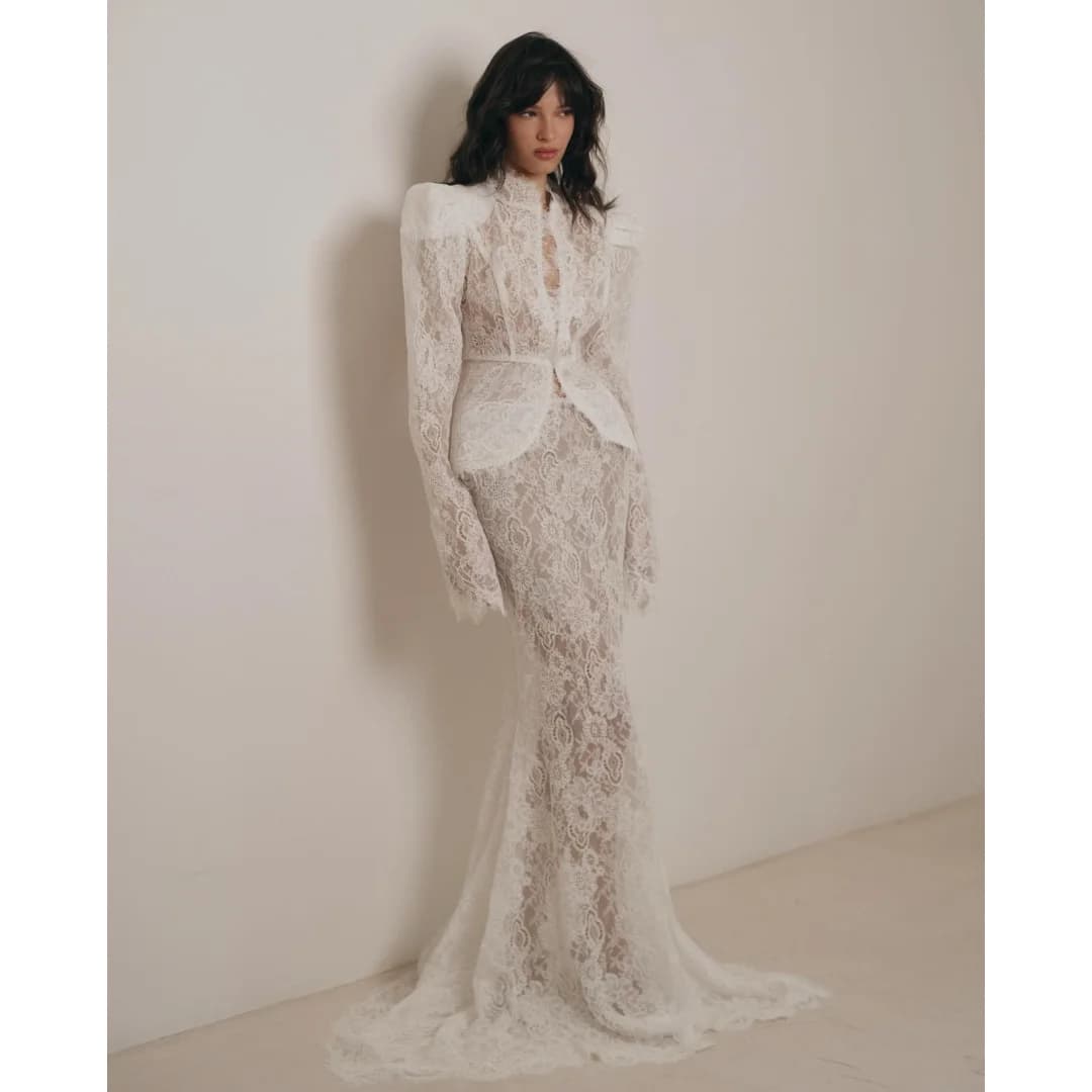 2 robes de soirée à manches longues, veste en dentelle transparente, robe de bal sirène élégante, ro
