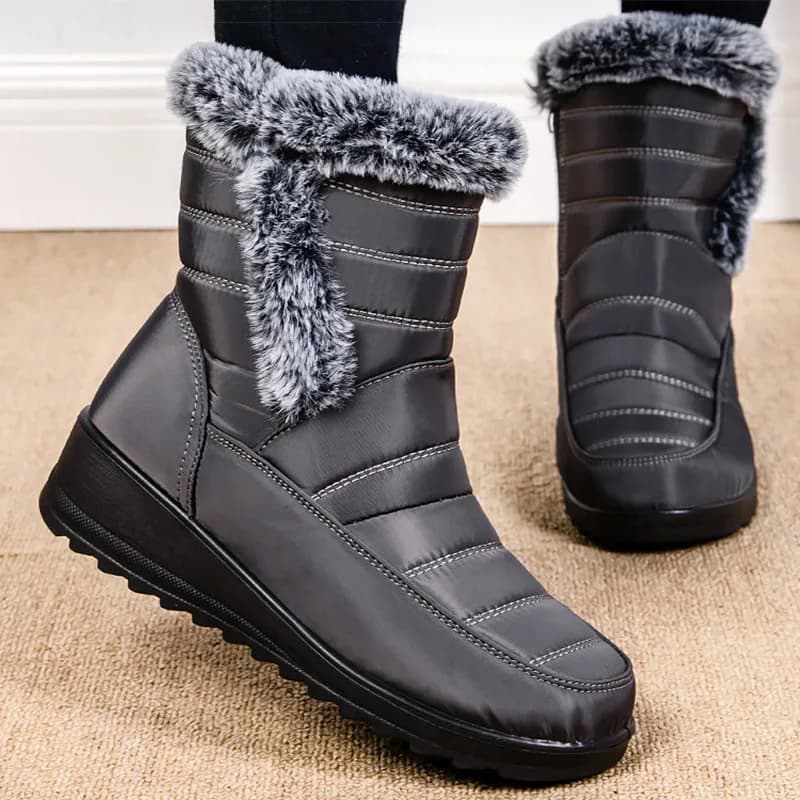 Bottes femme Super chaud fourrure Botas Mujer 2025 bottes de neige talons bas chaussures d'hiver fem