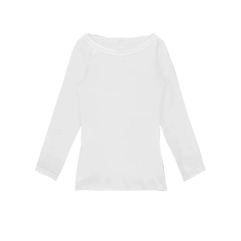 T-shirt ajusté à manches trois-quarts pour femme, design ligne centrale au dos, col bateau, style ba