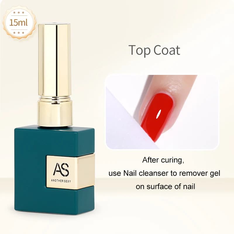 AS 15ml Base et Top Coat pour Vernis Gel Semi-Permanent, Top Coat Caoutchouc, Base Coat, Gellac UV L