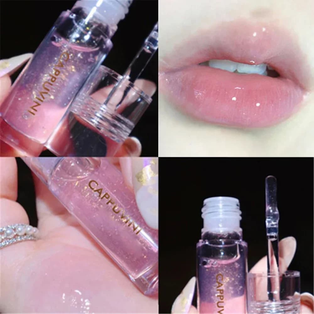 Rouge à lèvres Transparent en gelée de cristal, brillant, miroir clair, baume hydratant, liquide à p