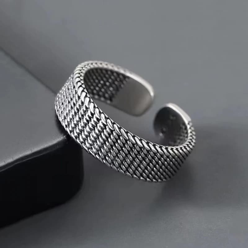 Bague à ligne géométrique pour hommes, bande réglable ouverte minimaliste, bijoux à la mode couleur 