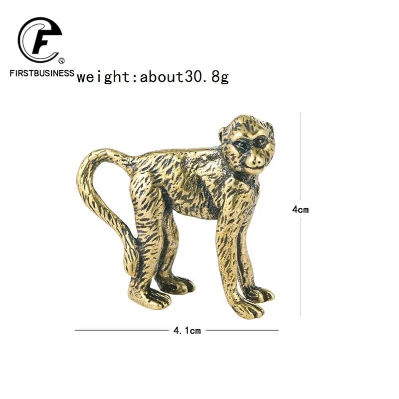 Figurine de singe à longue queue en laiton massif, petit ornement de bureau artisanal pour Animal de