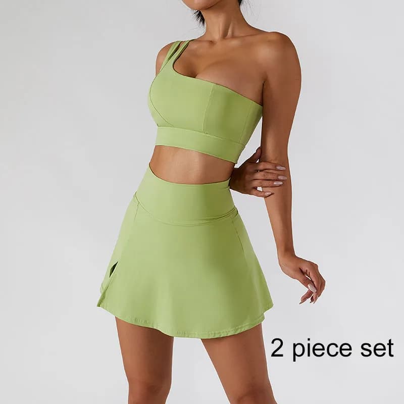 Ensemble jupe de Yoga pour femmes, vêtements d'entraînement, de Sport, de gymnastique, taille haute,