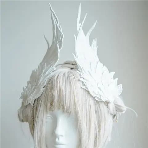 Couvre-chef Lolita ailes d'ange plume noir blanc, Style de spectacle de fête gothique, ornement de c