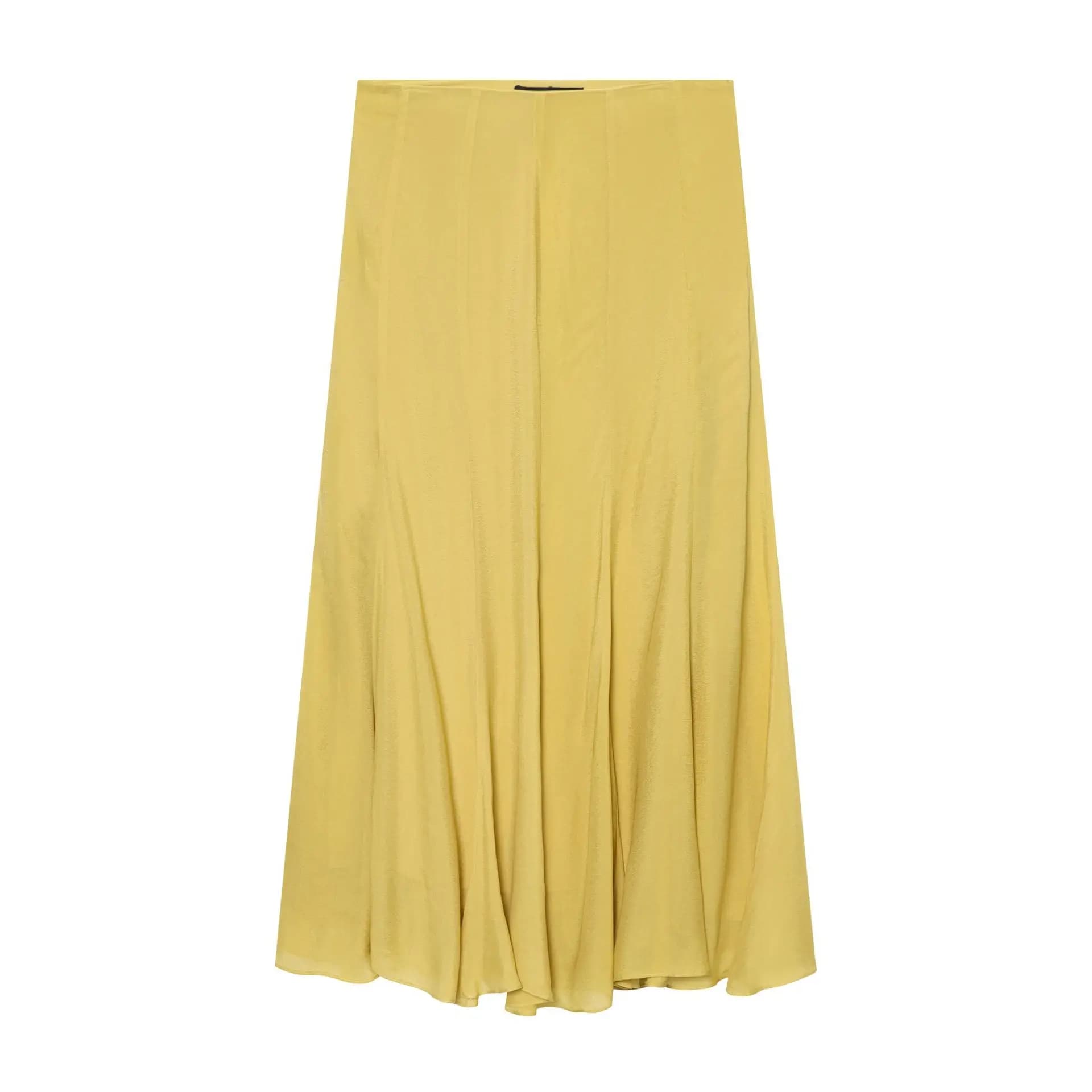 Jupe longue jaune sexy style urbain couleur unie décontractée polyester pur tendance pour femme tran