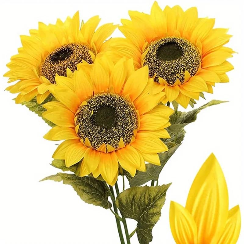 Fleurs artificielles d'automne de 70 cm, style glamour, tournesols artificiels, grande floraison, lo