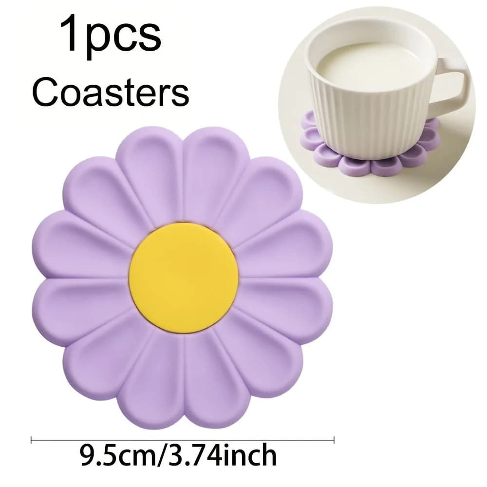 Sous-verres en silicone Daisy, résistants à la chaleur, antidérapants, imperméables, mignons, à moti