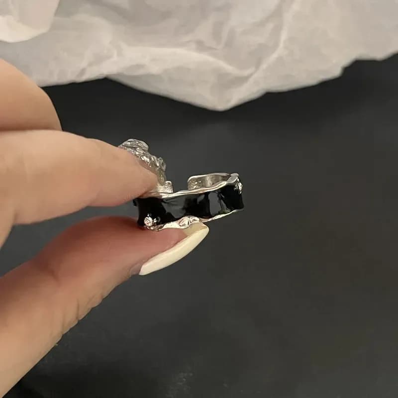 Bagues gothiques à la mode pour femmes et filles, anneau ouvert en cristal noir araignée, Hip Hop Pu