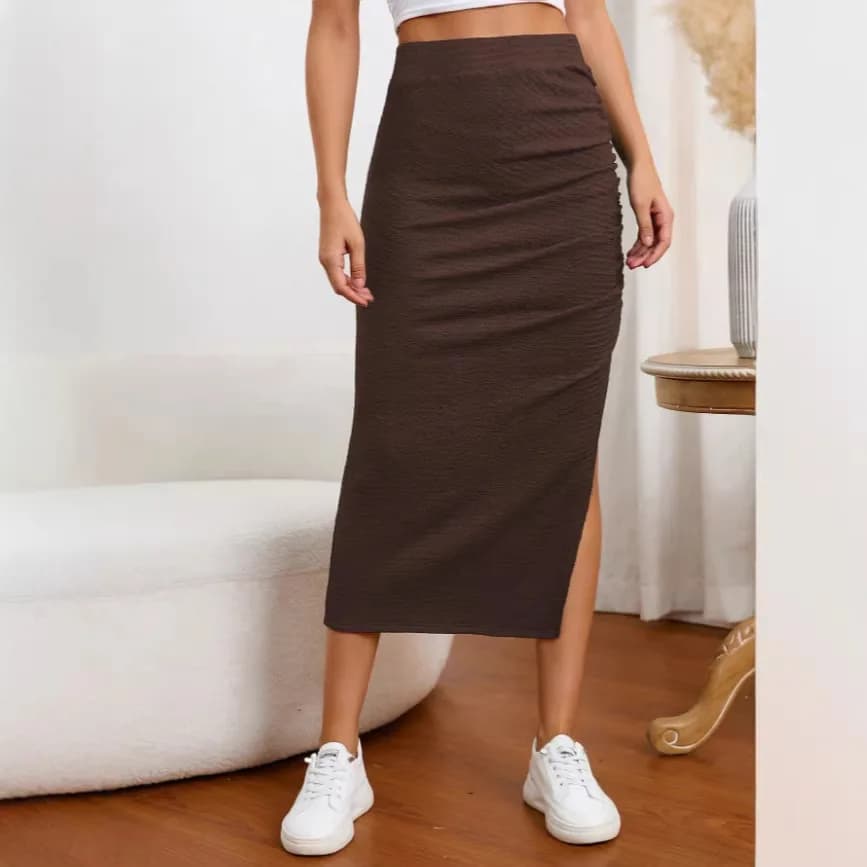 Jupe mi-longue amincissante élastique tendance, nouvelle collection printemps-été, vêtements pour fe