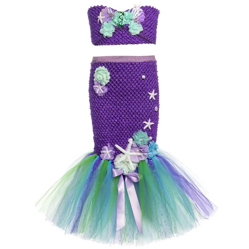 Jupe Tutu sirène queue de poisson pour filles, tenues hauts + jupe en Tulle, vêtements d'anniversair