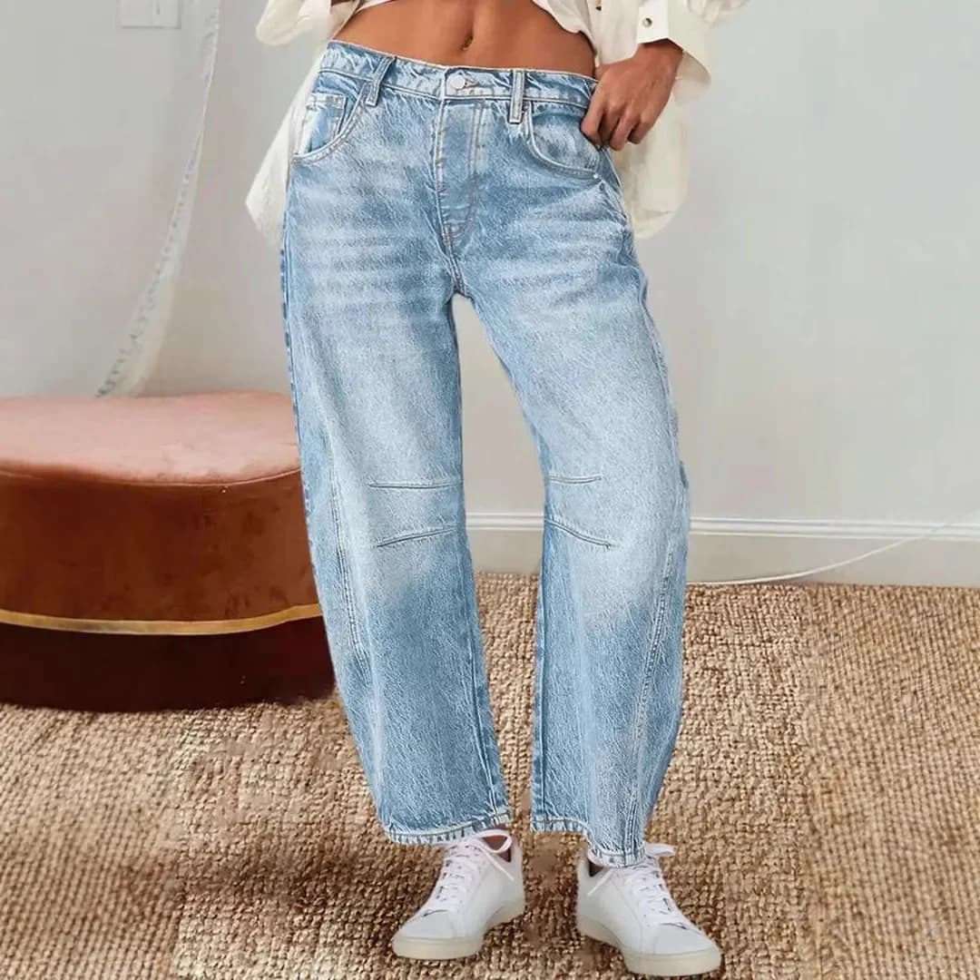 Jean en Denim à Jambes Larges pour Femme, Pantalon Long, Style Spinal, Décontracté, Régulier, Droit,