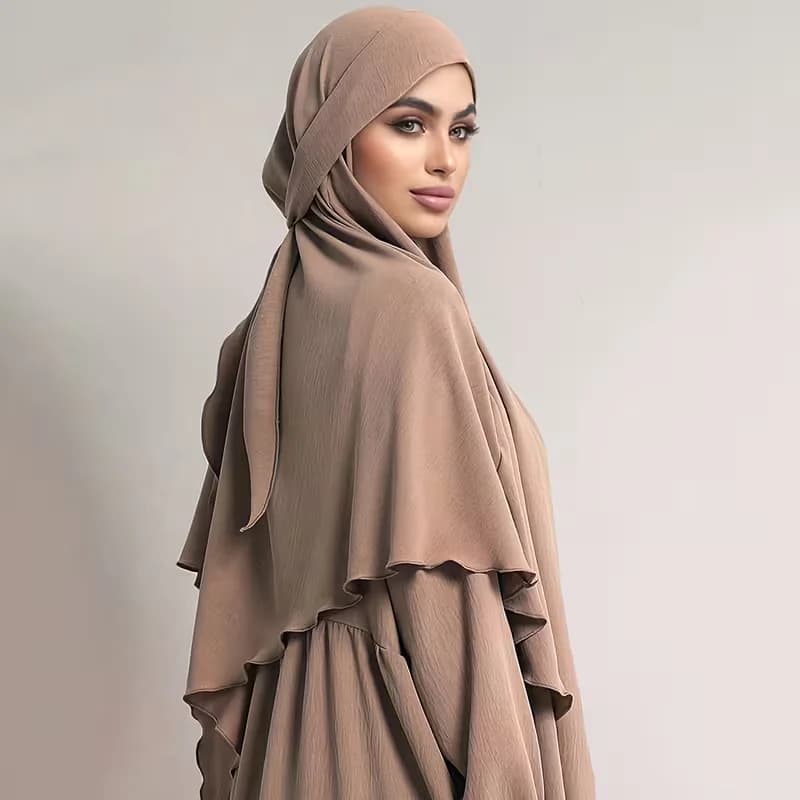 Parure de tête musulmane longue et élégante avec fermeture à nouer, foulard de prière Hijab islamiqu