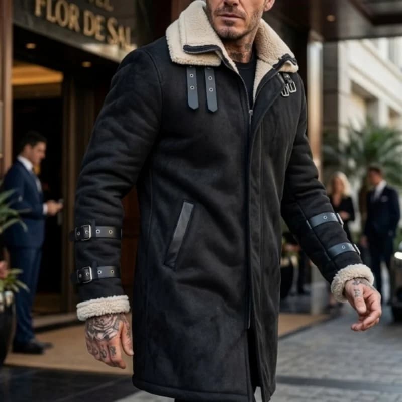 Nouvelle veste coupe-vent d'hiver - Manteau polaire mi-long chaud à double col et double couche pour