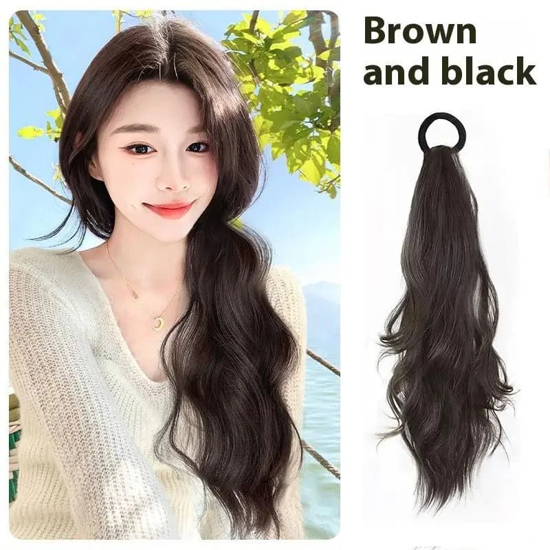Vague naturelle faux cheveux queue tresse femmes cheveux longs paresseux Cool Simulation cheveux ban