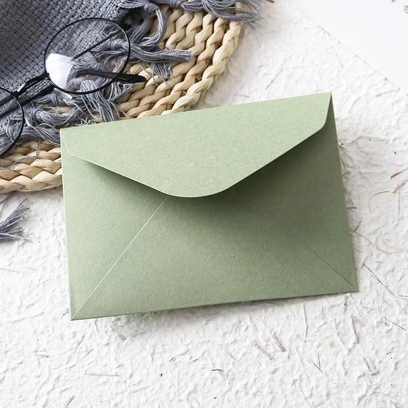 Magnifiques enveloppes vertes en papier optique pour amis, cadeau de festival, 16x11.7cm