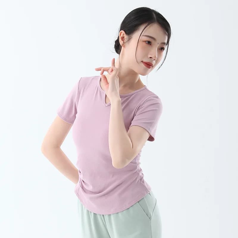 Haut de danse à manches longues pour femmes, t-shirt mince sexy, pull d'entraînement de séparés euse