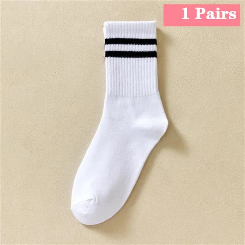 Chaussettes mi-longues pour femmes, classiques, noir, blanc, couleur unie, à la mode, décontractées,
