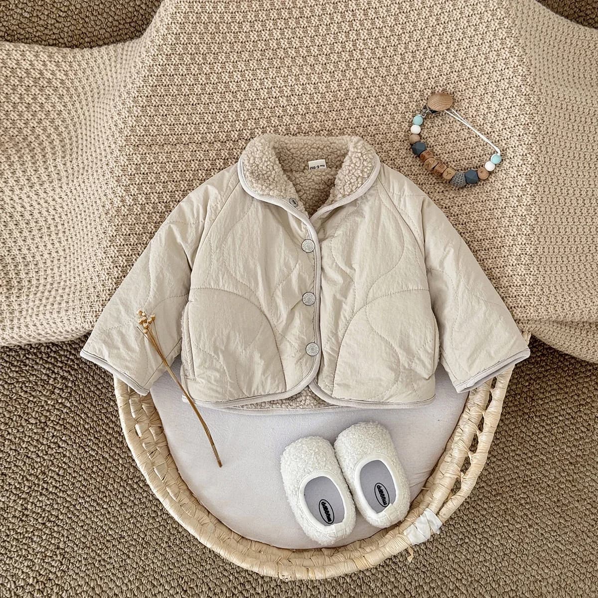 Vestes pour tout-petits, garçons et filles, doublure en molleton d'agneau, col rabattu, manteaux cha