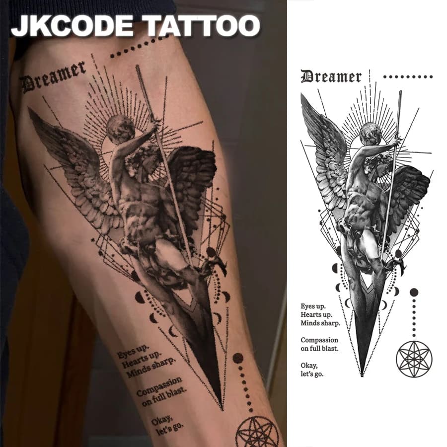 Tatouage à base de plantes "Arch Angel" - Totem de bataille héroïque de la mythologie romaine - Drea