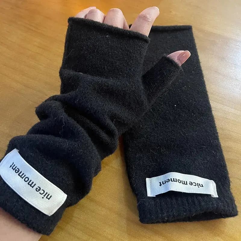 Mitaines longues sans doigts pour femme, gants chauffants d'hiver, manchettes de bras tendance, manc