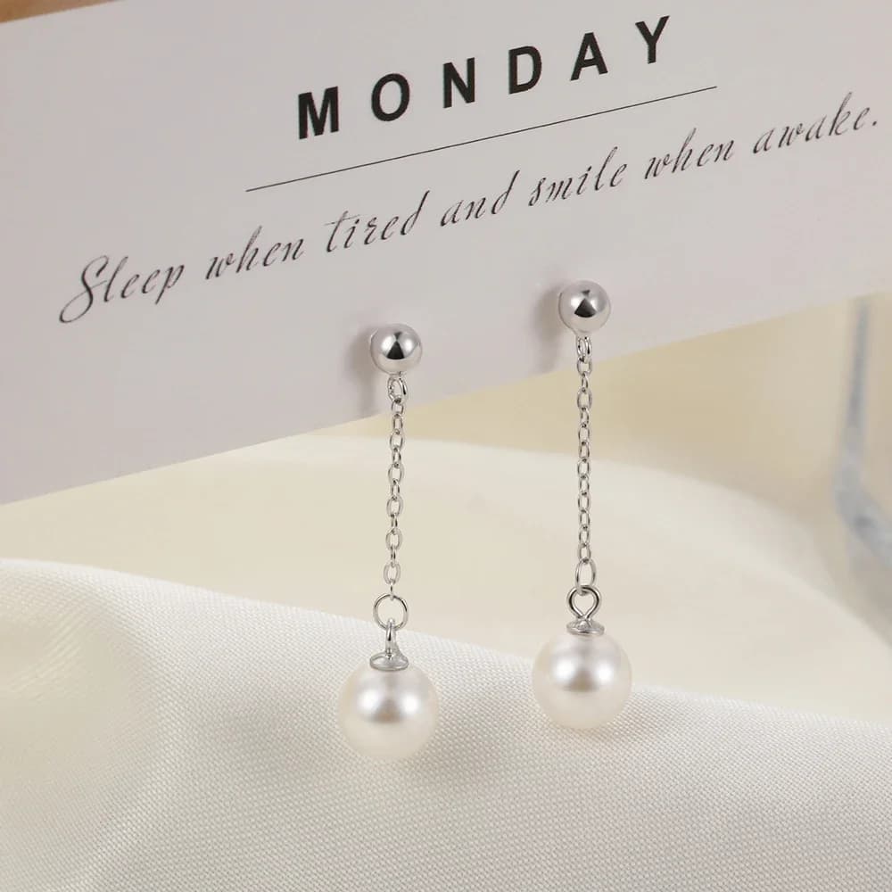 Seulement 925 en argent Sterling perle longues boucles d'oreilles pour femmes glands or boucle d'ore